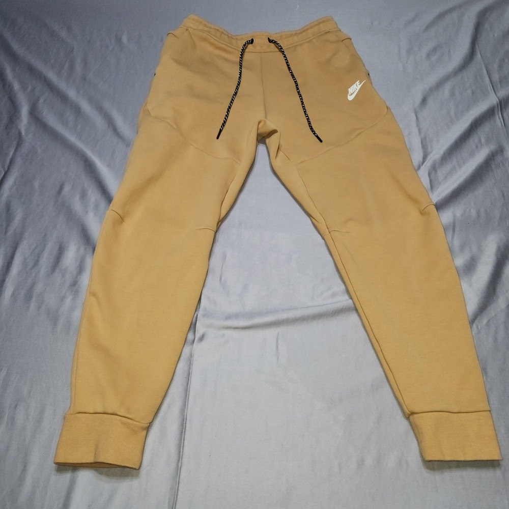 Nike Tech Fleece Joggers Mens Mustard Yellow Wheat Tan Slim Fit Sweatpants